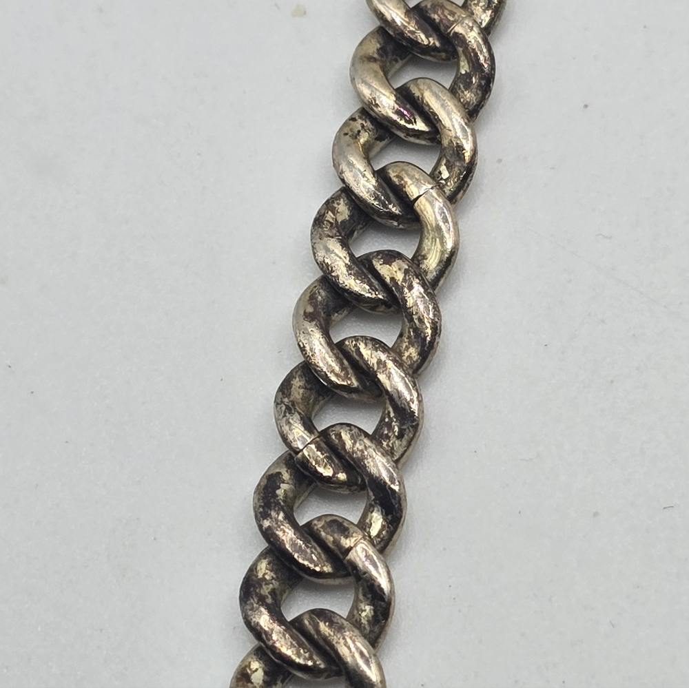 Unisex Sterling Silver Crystal Encrusted Cuban Chain Necklace - Picture 6 of 7